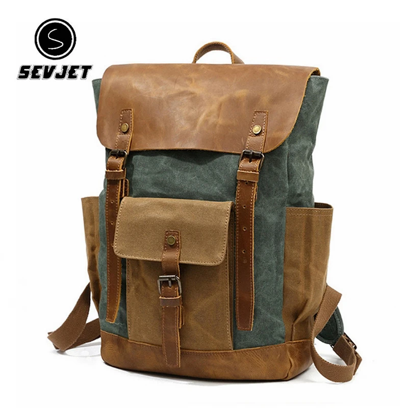 Мужской рюкзак из натуральной кожи, школьные сумки большой емкости для подростка, водонепроницаемый рюкзак для ноутбука для путешествий на открытом воздухе JYY245 Изображение 0