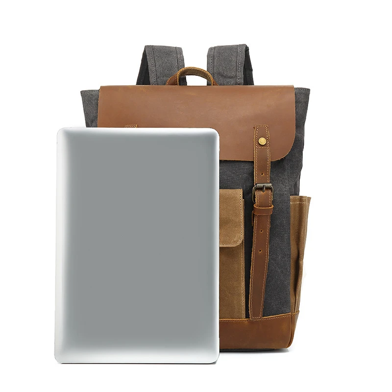 Мужской рюкзак из натуральной кожи, школьные сумки большой емкости для подростка, водонепроницаемый рюкзак для ноутбука для путешествий на открытом воздухе JYY245 Изображение 1