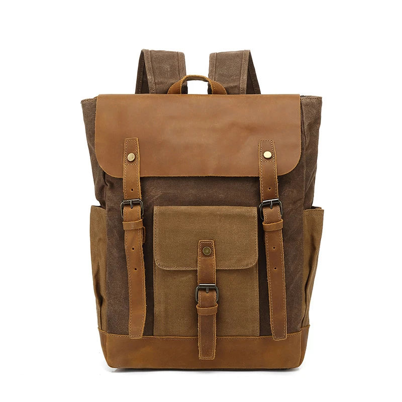 Мужской рюкзак из натуральной кожи, школьные сумки большой емкости для подростка, водонепроницаемый рюкзак для ноутбука для путешествий на открытом воздухе JYY245 Изображение 3