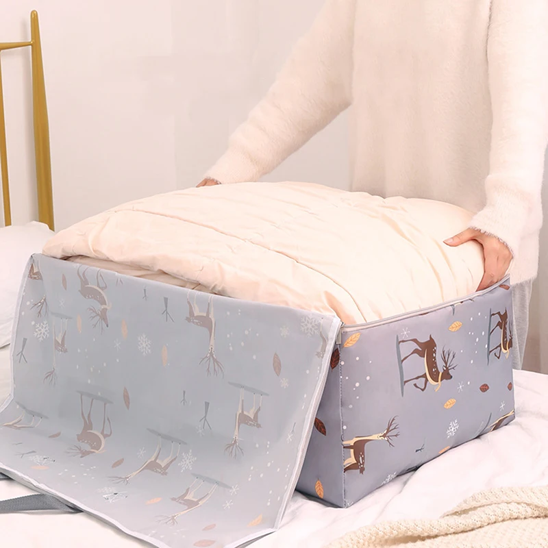 Лоскутное Одеяло Подушка Органайзер для одеял Складная сумка для хранения одеяла для одежды Лоскутный шкаф для одежды Сумка для сортировки одежды Прямая поставка Изображение 2