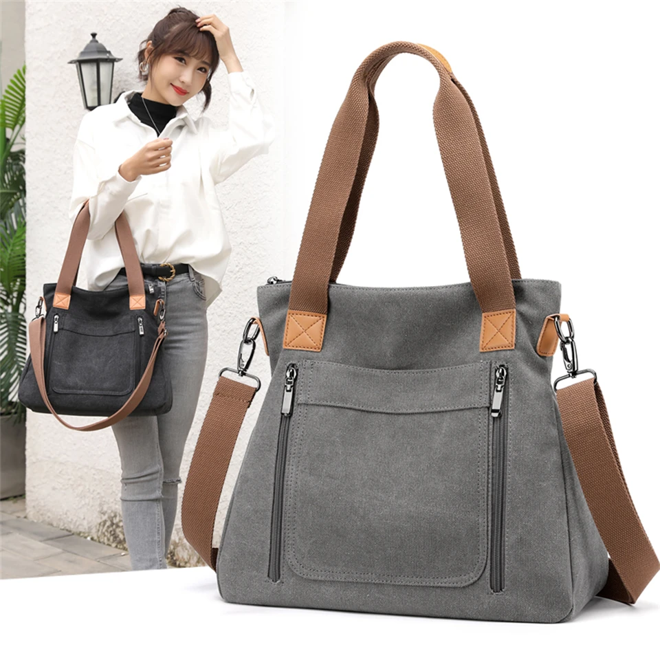 Модные парусиновые роскошные сумки, женские сумки, дизайнерские простые сумки через плечо, дорожная сумка большой емкости, повседневная сумка-мессенджер Изображение 0