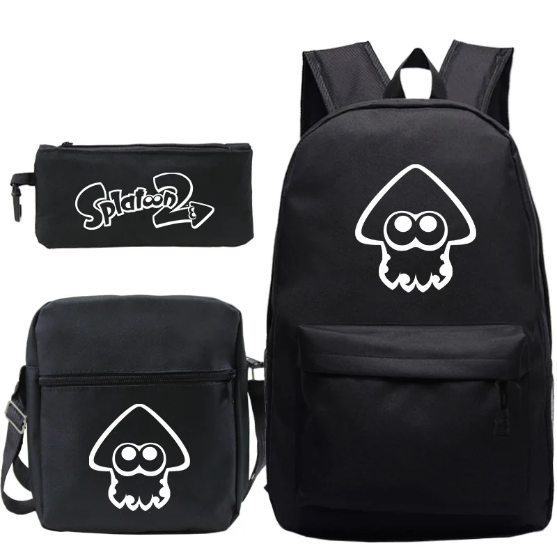 Милый рюкзак Splatoon для мальчиков и девочек, школьная сумка для подростков, Дорожная сумка Mochila, 3 шт./компл. для студентов (сумка для книг + сумка для шоудера + сумка для ручек) Изображение 2