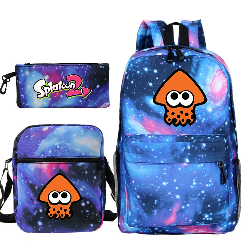 Милый рюкзак Splatoon для мальчиков и девочек, школьная сумка для подростков, Дорожная сумка Mochila, 3 шт./компл. для студентов (сумка для книг + сумка для шоудера + сумка для ручек) Изображение 3