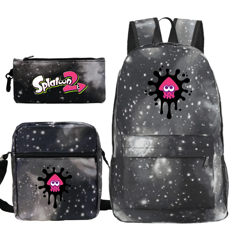 Милый рюкзак Splatoon для мальчиков и девочек, школьная сумка для подростков, Дорожная сумка Mochila, 3 шт./компл. для студентов (сумка для книг + сумка для шоудера + сумка для ручек) Изображение 4