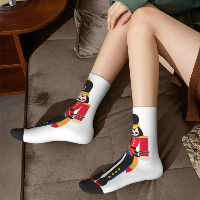Носки для куклы Щелкунчика с классным принтом для мужчин и женщин Эластичные Летние Осенне Зимние носки с мультяшным Рождественским солдатиком Изображение 5