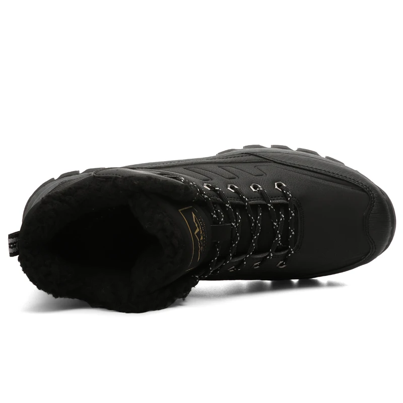 Мужская походная обувь Зимние кожаные плюшевые зимние ботинки с высокими щиколотками Уличная обувь для прогулок Горные спортивные ботинки для скалолазания Изображение 2