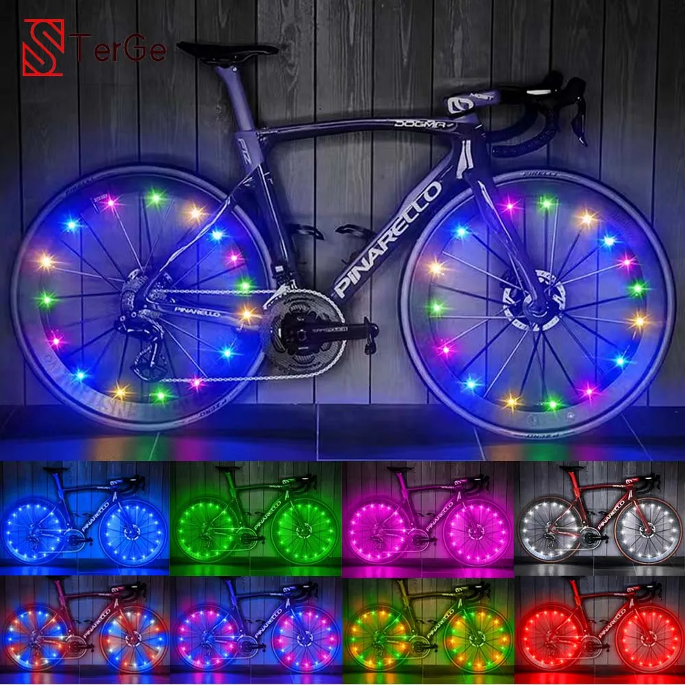Красочные непромокаемые светодиодные фонари для велосипедных колес, передние и задние фонари со спицами, украшение для велоспорта, подсветка для шин, аксессуары для велосипедов Изображение 0