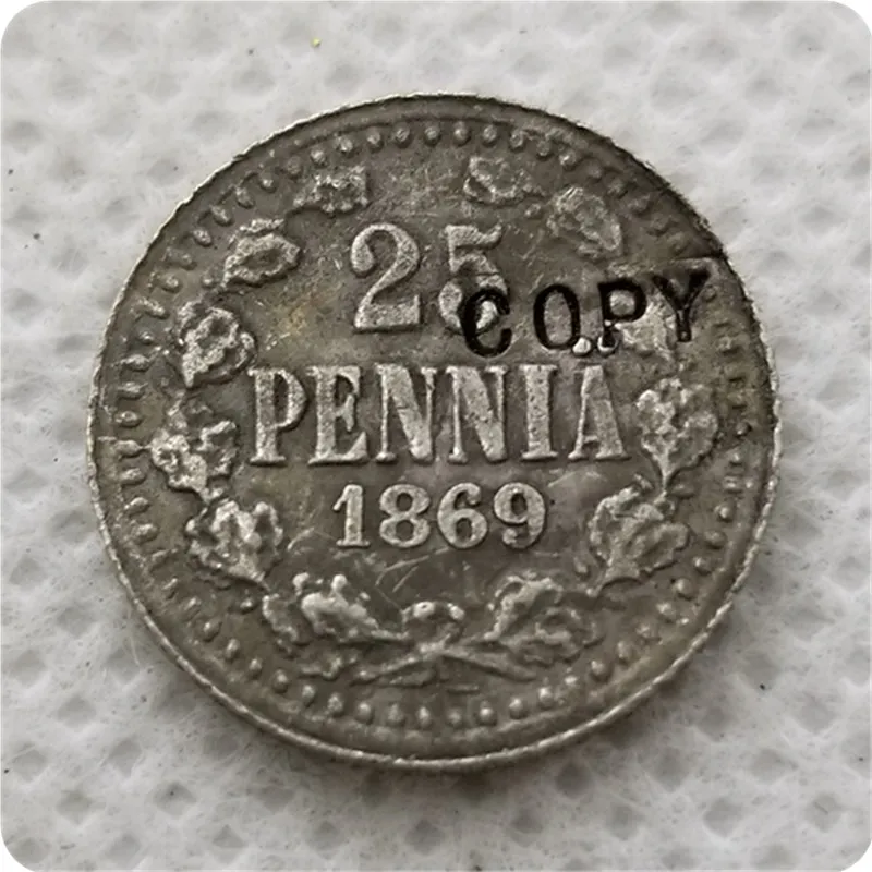 1865-1871 Финляндия КОПИЯ монеты номиналом 25 пенни памятные монеты-копии монет, медали, монеты для коллекционирования Изображение 4