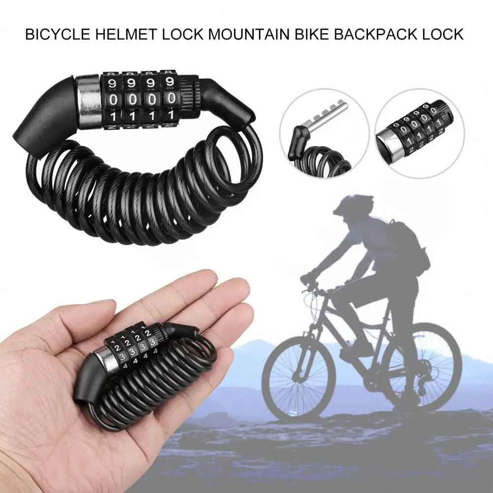 Мини-замок для шлема, пароль, велосипедные замки, защита от коррозии, комбинация из 4 цифр, кодовый замок велосипеда для шоссейного велосипеда, аксессуар для велосипеда Изображение 0