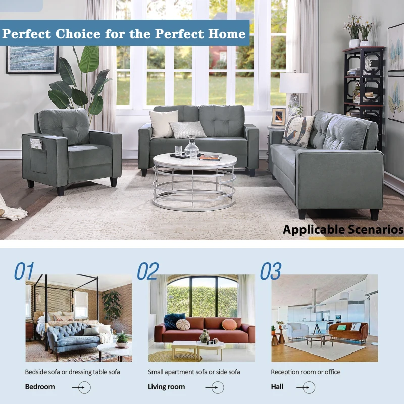 Секционный диван современный стиль мягкая мебель кресла кресла, двухместный диван и три дома или офиса (1+2+3-место), серый Изображение 1