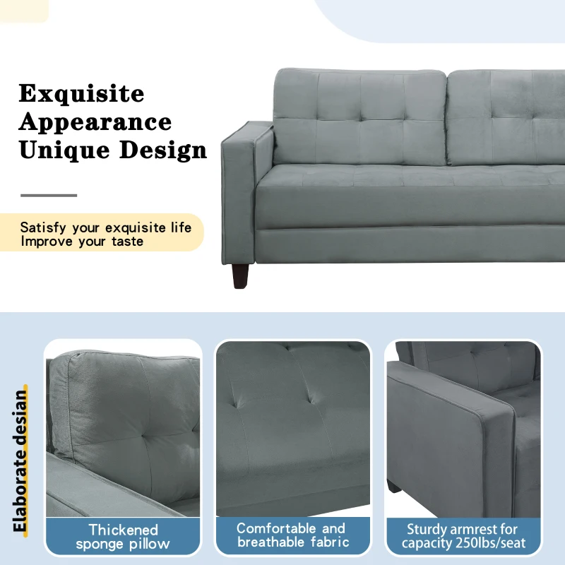 Секционный диван современный стиль мягкая мебель кресла кресла, двухместный диван и три дома или офиса (1+2+3-место), серый Изображение 2