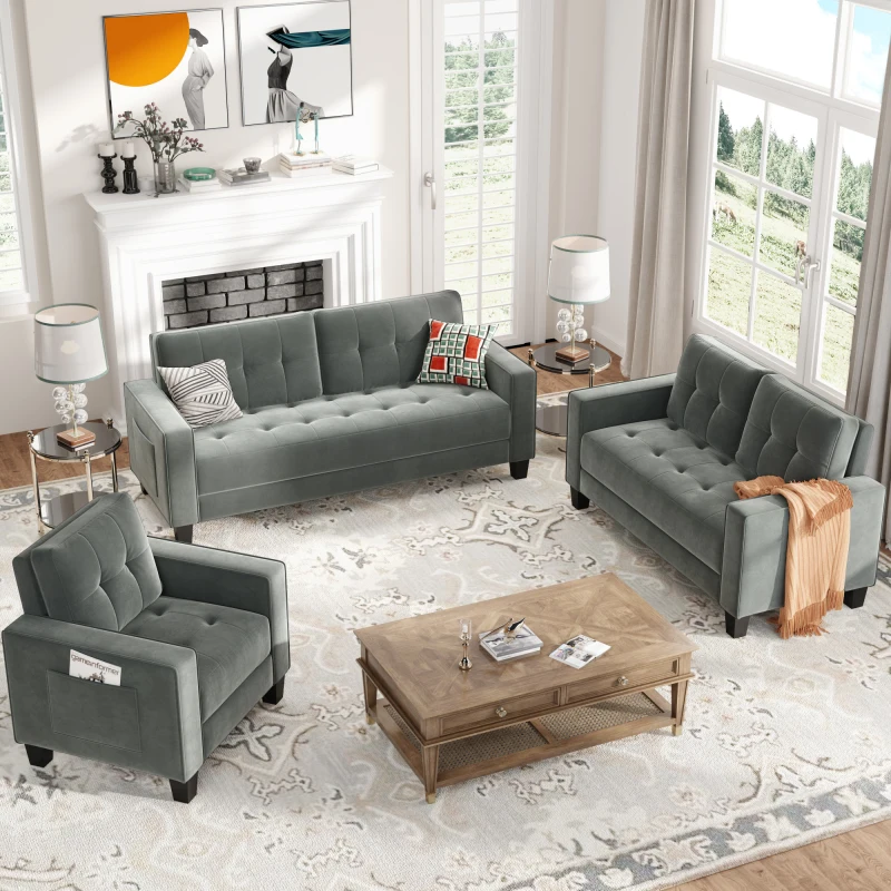 Секционный диван современный стиль мягкая мебель кресла кресла, двухместный диван и три дома или офиса (1+2+3-место), серый Изображение 5