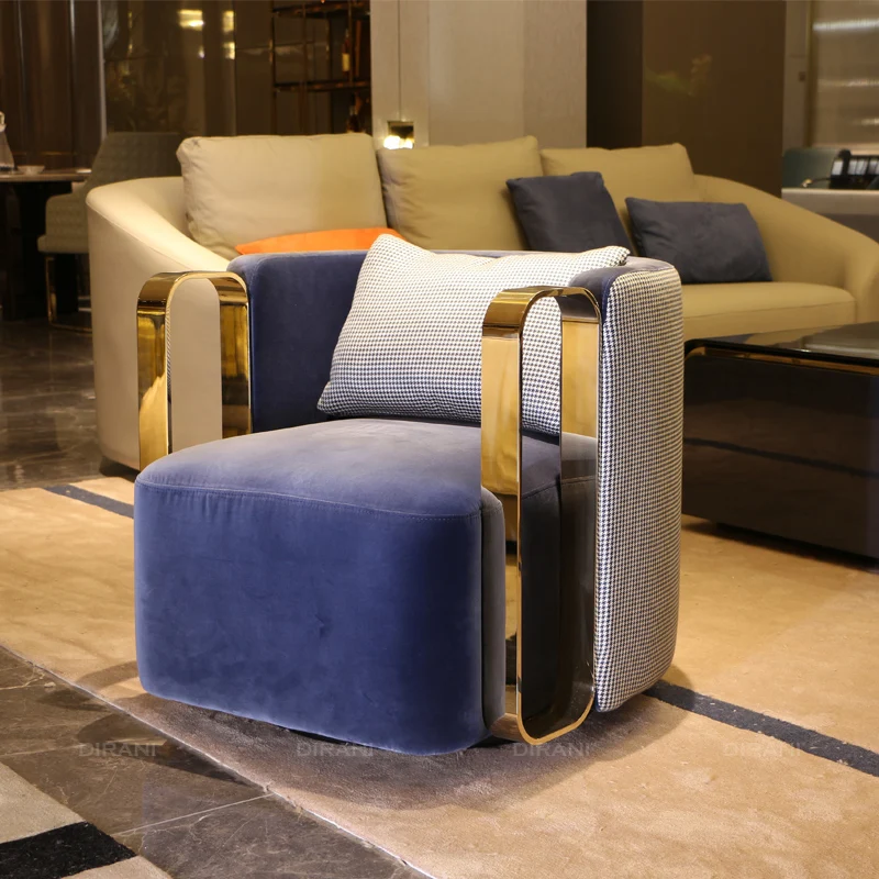 роскошное расслабляющее кожаное кресло для отдыха с акцентом мебель для гостиной металлическое поворотное кресло для отдыха из современной ткани кресло для гостиной Изображение 0