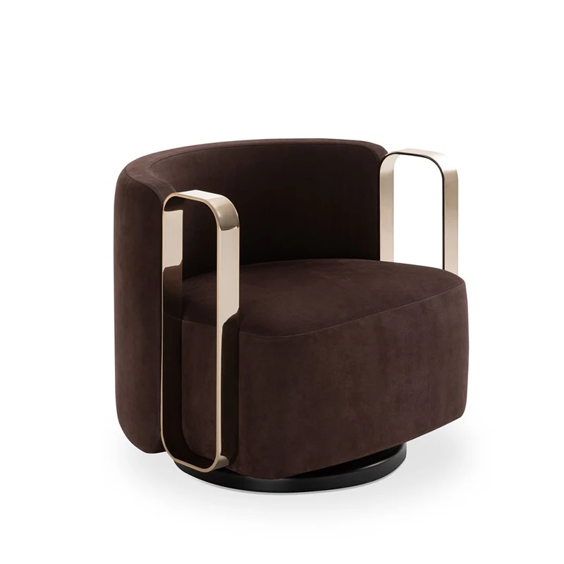 роскошное расслабляющее кожаное кресло для отдыха с акцентом мебель для гостиной металлическое поворотное кресло для отдыха из современной ткани кресло для гостиной Изображение 1