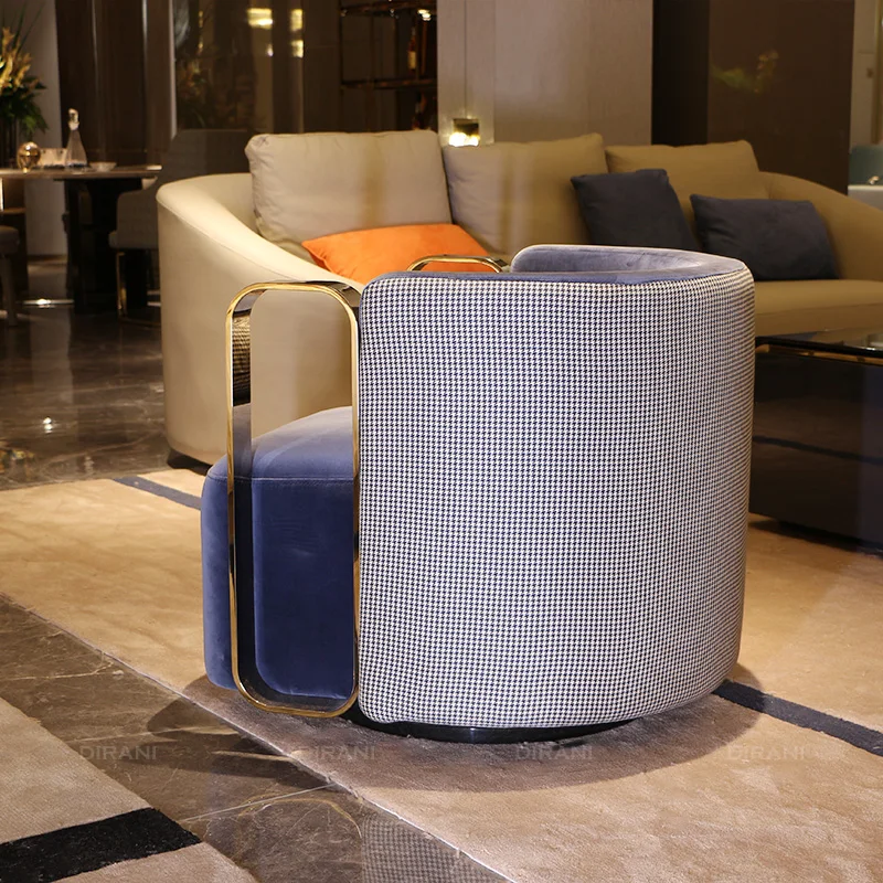 роскошное расслабляющее кожаное кресло для отдыха с акцентом мебель для гостиной металлическое поворотное кресло для отдыха из современной ткани кресло для гостиной Изображение 2