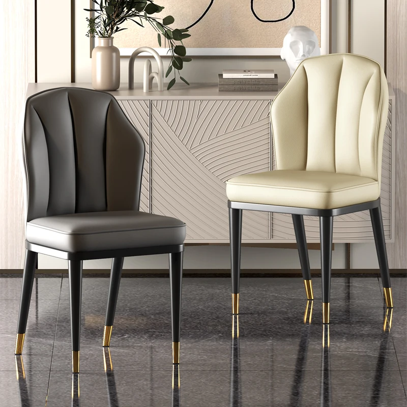 Роскошные стулья для гостиной, Защита ножек для столовой, Поддержка спинки пола, Кожаные стулья в скандинавском стиле, мебель для дома для маникюра Изображение 2