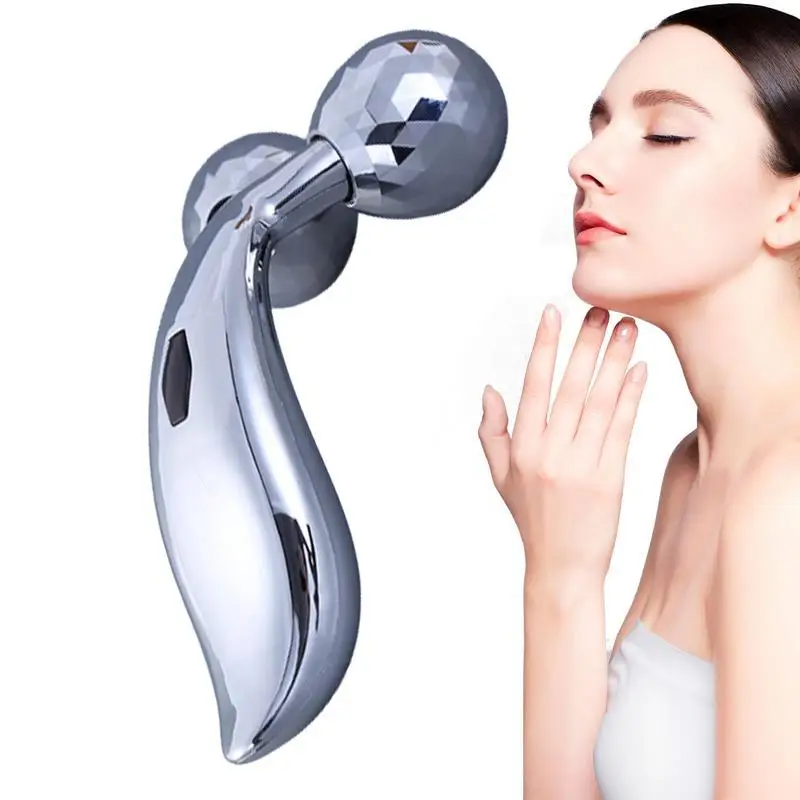 Роликовый массажер для лица 3D Успокаивающий Портативный массажер для лица, удобный роликовый массажер для ухода за кожей лица, глаз, тела, шеи Изображение 0