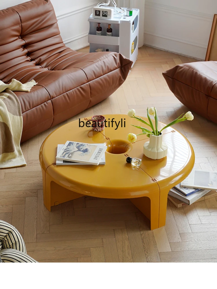 круглый чайный столик yj Nordic, Дизайнерский Креативный журнальный столик для маленькой квартиры, Съемный комбинированный приставной столик Изображение 1