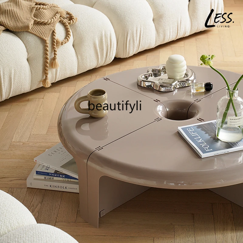 круглый чайный столик yj Nordic, Дизайнерский Креативный журнальный столик для маленькой квартиры, Съемный комбинированный приставной столик Изображение 5