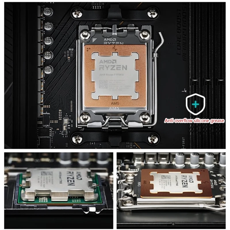 Полностью установленная медная пластина контактной рамки процессора AM5 для AMD 7950X, 7900X, 7700X, 7600X X6HA Изображение 2