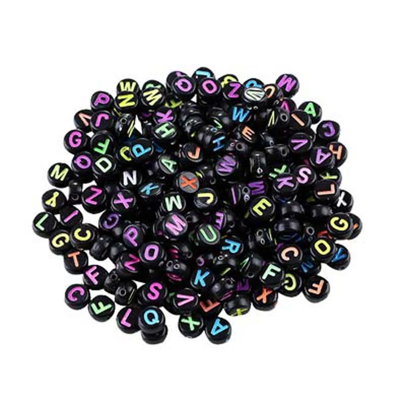 Разноцветные Акриловые бусины с буквами, Круглый Плоский Куб, Свободные бусины-распорки Для изготовления ювелирных изделий, браслет и ожерелье ручной работы WD0242 Изображение 1
