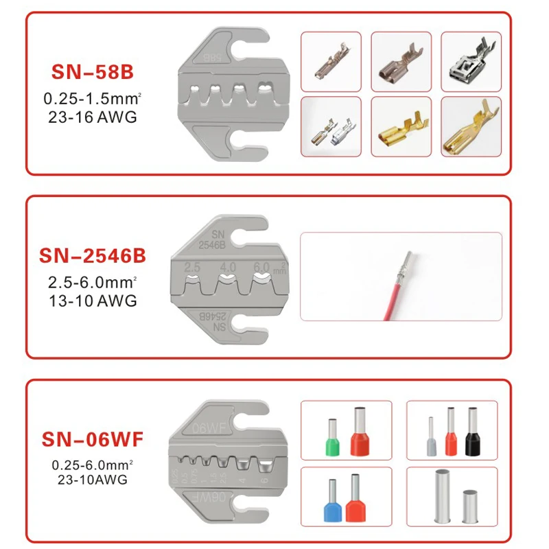 Набор обжимных щипцов для обжима, 4 мм щелевые щипцы, SN-48BS/58B/02C/2546B/2549 /06/ X6/06WF/03H, используется для обжима клемм Изображение 2