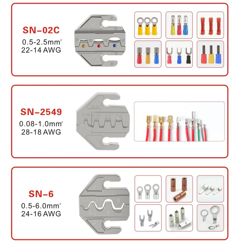 Набор обжимных щипцов для обжима, 4 мм щелевые щипцы, SN-48BS/58B/02C/2546B/2549 /06/ X6/06WF/03H, используется для обжима клемм Изображение 3