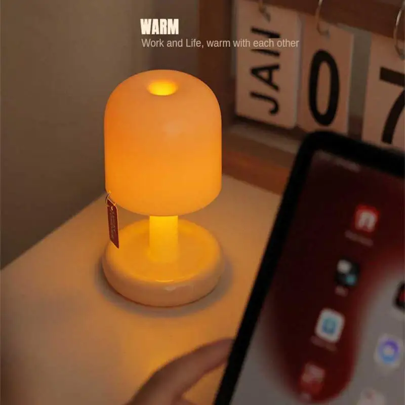 2023 Светодиодный ночник для сна Кофейня Домашний Декор Настольная ночная лампа Креативный USB Перезаряжаемый Грибной стиль Изображение 3