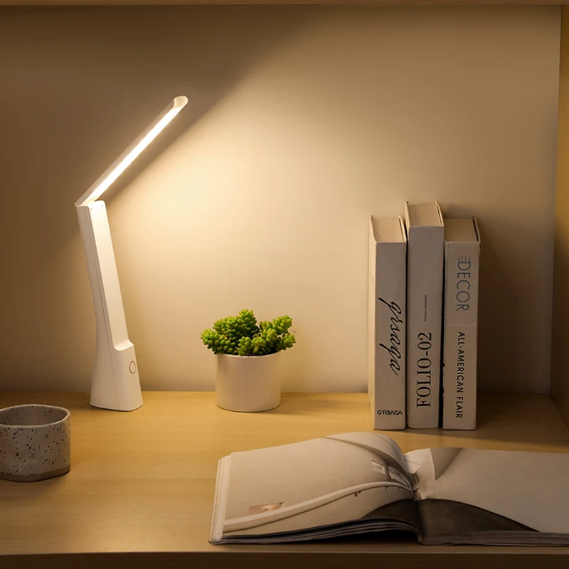 Перезаряжаемые настольные лампы, светодиодная настольная лампа, Складная домашняя Белая USB-лампа для учебы, чтения книг, защита глаз, настольная лампа, ночник Изображение 3