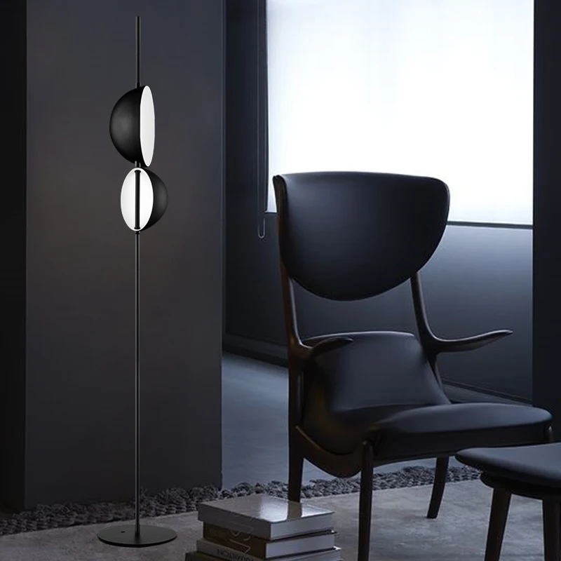 Новейший светодиодный торшер Современный напольный светильник для гостиной с черным или золотым двойным абажуром, светодиодный светильник для стояния Изображение 3