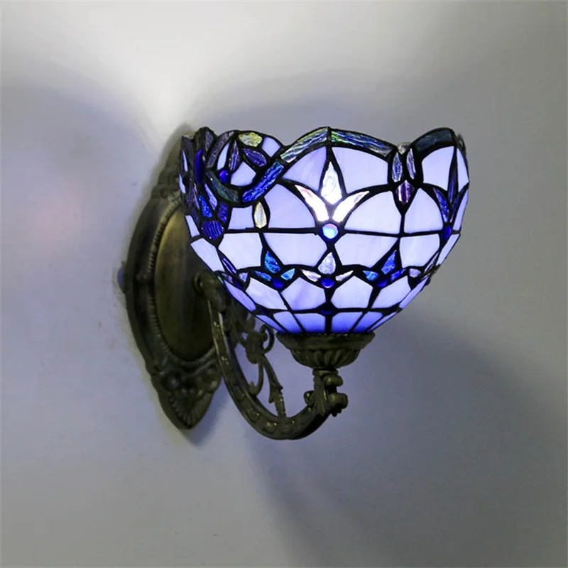 Винтажный настенный светильник Tinny Tiffany LED Creative Color Glass Sconce Light для дома, гостиной, спальни, Прикроватного декора. Изображение 1