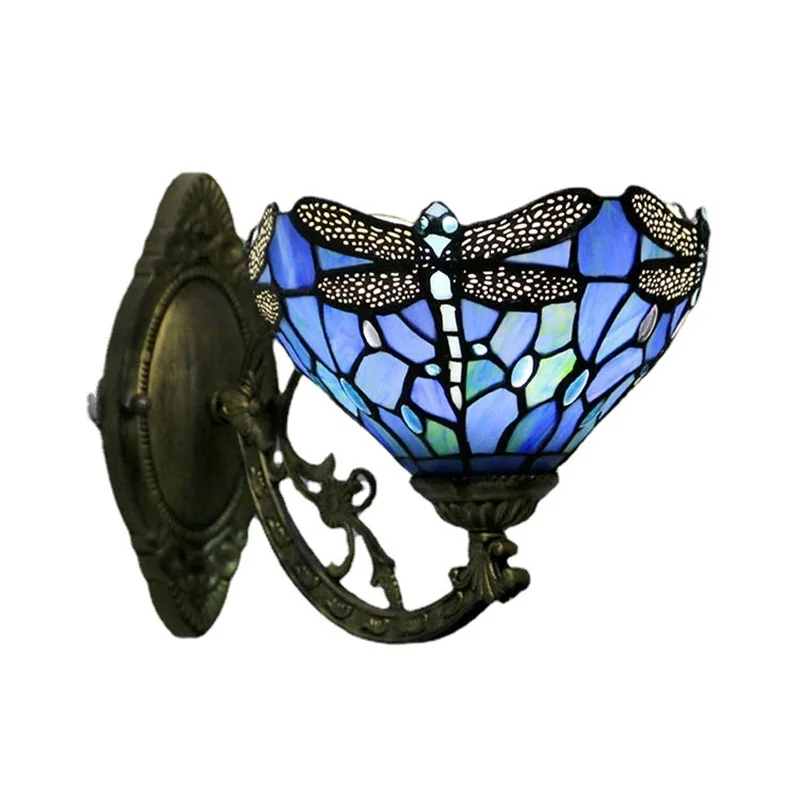 Винтажный настенный светильник Tinny Tiffany LED Creative Color Glass Sconce Light для дома, гостиной, спальни, Прикроватного декора. Изображение 4
