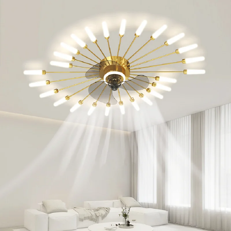 Подвесная светодиодная лампа Nordic Creative Современный потолочный вентилятор с регулируемой яркостью для гостиной, столовой, спальни и пульта дистанционного управления Изображение 4