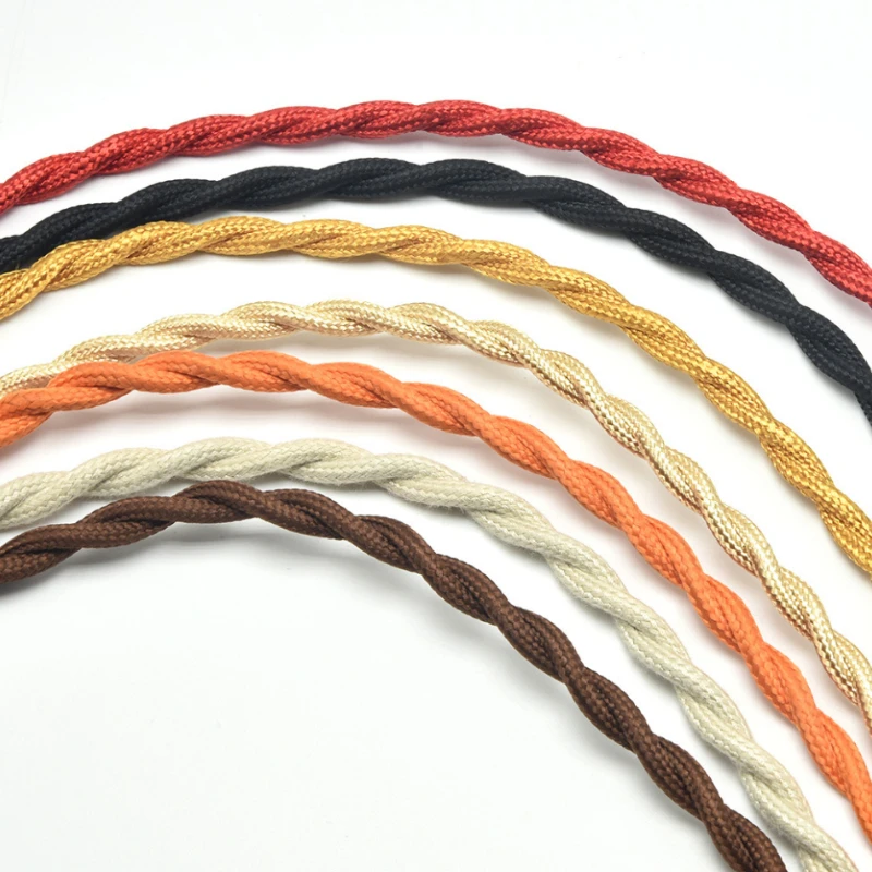 Разноцветный плетеный витой провод DIY Лампа Витой провод 2 × 0,75 Квадратный Шнур питания Edison Retro Изображение 1