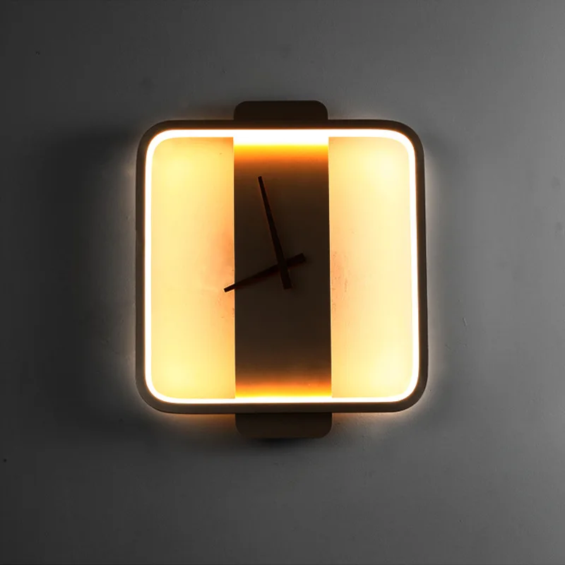 Прикроватные часы в скандинавском стиле для спальни, настенный светильник для гостиной, настенный светильник для коридора, настенные часы, лампа для домашнего декора Изображение 1