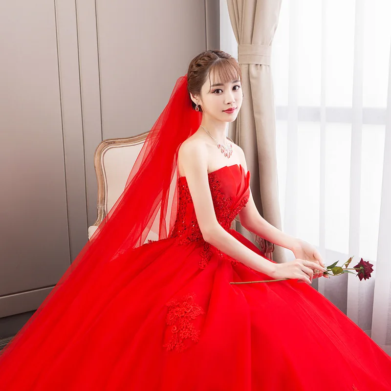 Свадебное Платье 2023 New Red Bride Princess Dream Bud Топ-труба Весна-Лето С Высокой Талией Для Беременных Женщин Изображение 3