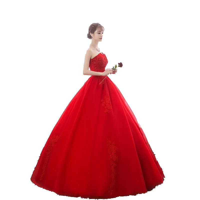 Свадебное Платье 2023 New Red Bride Princess Dream Bud Топ-труба Весна-Лето С Высокой Талией Для Беременных Женщин Изображение 5