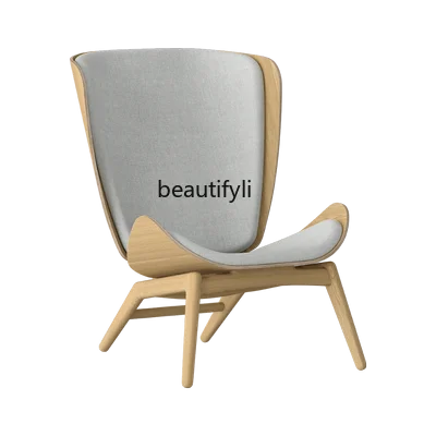 LM Nordic Современная светлая Роскошная гостиная, Спальня, Офис продаж, Кресло для отдыха с деревянными ножками Изображение 0