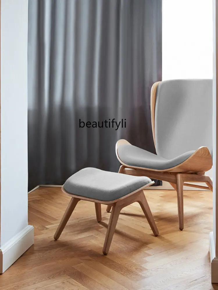LM Nordic Современная светлая Роскошная гостиная, Спальня, Офис продаж, Кресло для отдыха с деревянными ножками Изображение 1