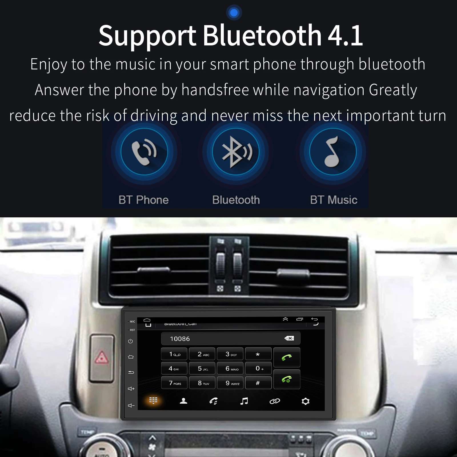 Android 9.0 Автомобильное радио 1024x600 GPS Навигация Bluetooth USB-плеер 1G DDR3 + 16G флэш-память NAND Изображение 5