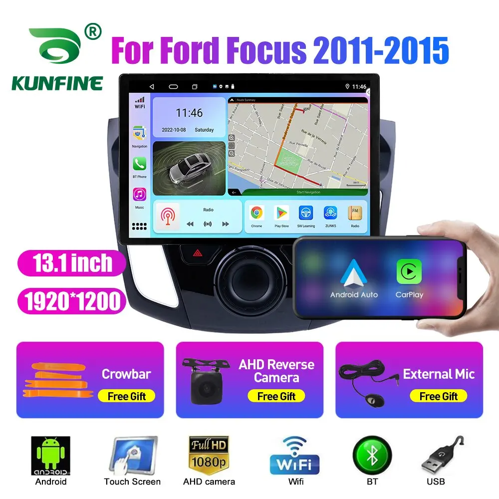 13,1-дюймовый Автомобильный Радиоприемник Для Ford Focus 2011 2012 2013-15 Автомобильный DVD GPS Навигация Стерео Carplay 2 Din Центральный Мультимедийный Android Auto Изображение 0