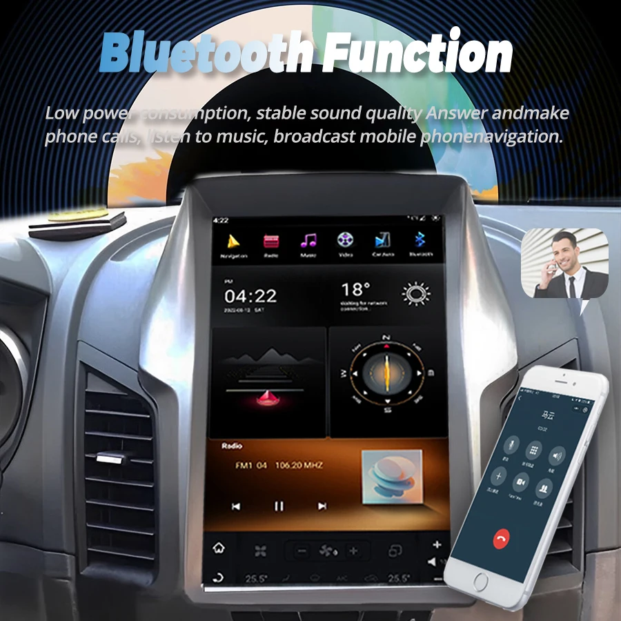 12-дюймовый экран Android 11 Tesla для Ford Ranger Raptor 150 Пикап 2012 2013 Автомобильный радиоприемник Мультимедийный стереовидеоплеер GPS Carplay Изображение 1