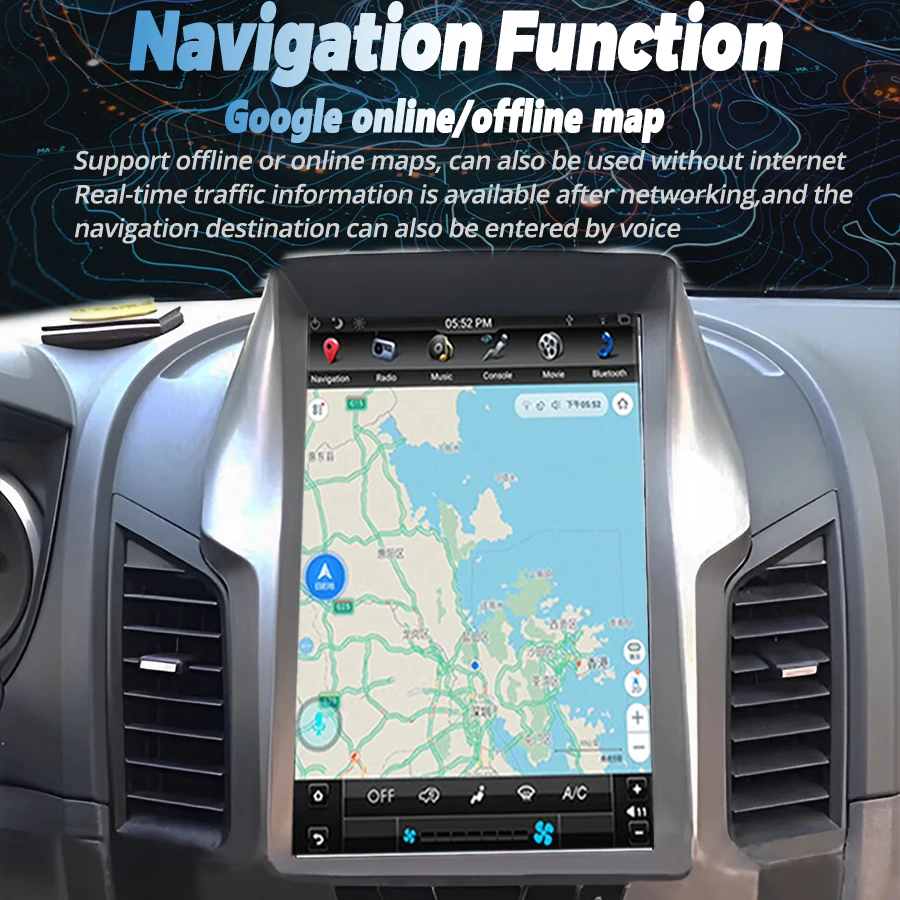 12-дюймовый экран Android 11 Tesla для Ford Ranger Raptor 150 Пикап 2012 2013 Автомобильный радиоприемник Мультимедийный стереовидеоплеер GPS Carplay Изображение 2