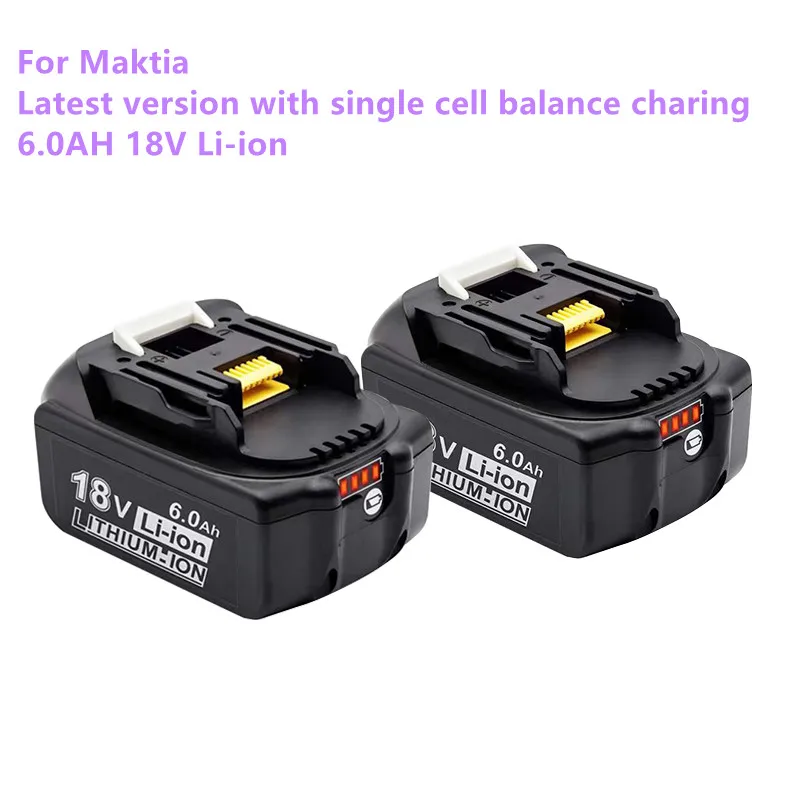100% Оригинальная Аккумуляторная Батарея Электроинструментов Makita 18V 6000mAh со Светодиодной Литий-ионной Заменой LXT BL1860B BL1860 BL1850 BL 1830 Изображение 0