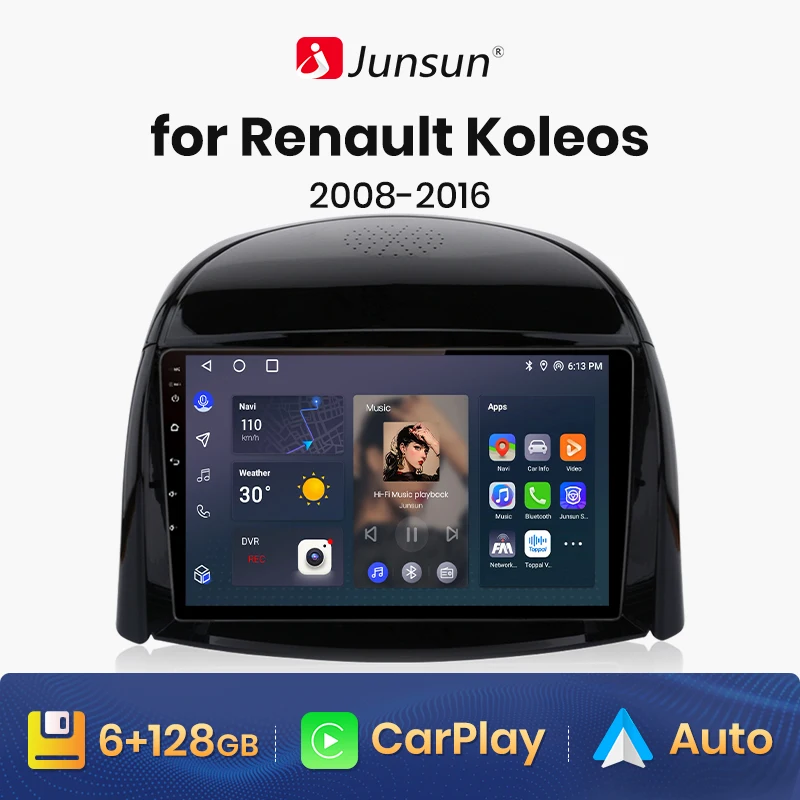 Junsun V1 pro AI Voice 2 din Android Авторадио для Renault Koleos 2008-2016 Автомобильный Радиоприемник Мультимедиа GPS Трек Carplay 2din dvd Изображение 0
