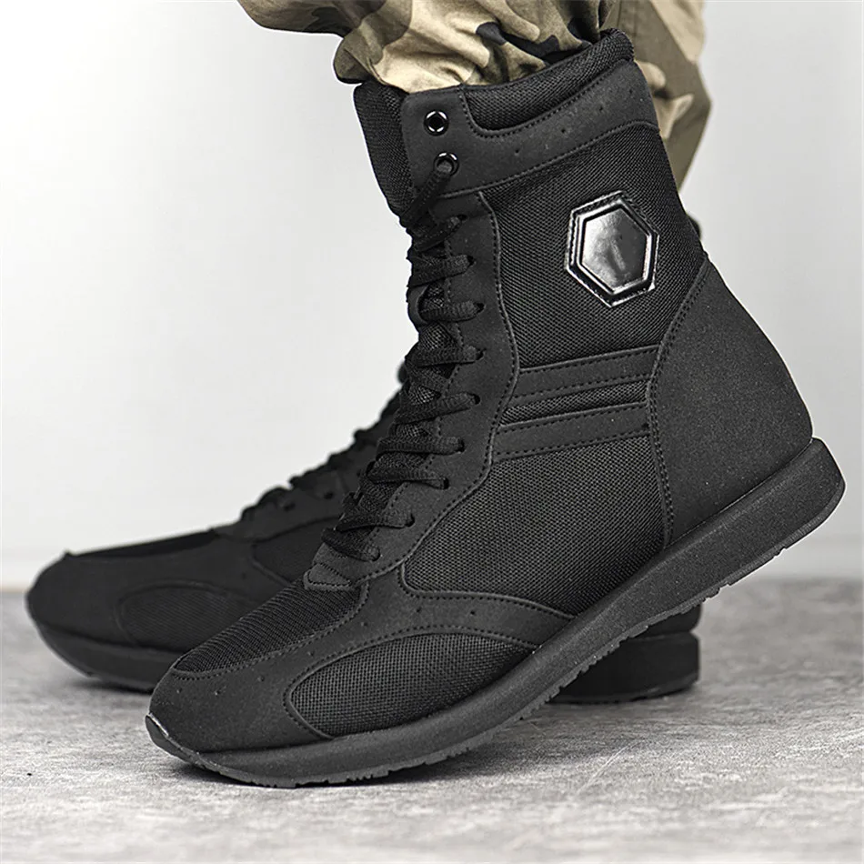 Уличные сверхлегкие военные тактические ботинки для пустыни с высоким верхом, легкие дышащие черные армейские ботинки, пригодные для носки походные ботинки Изображение 2