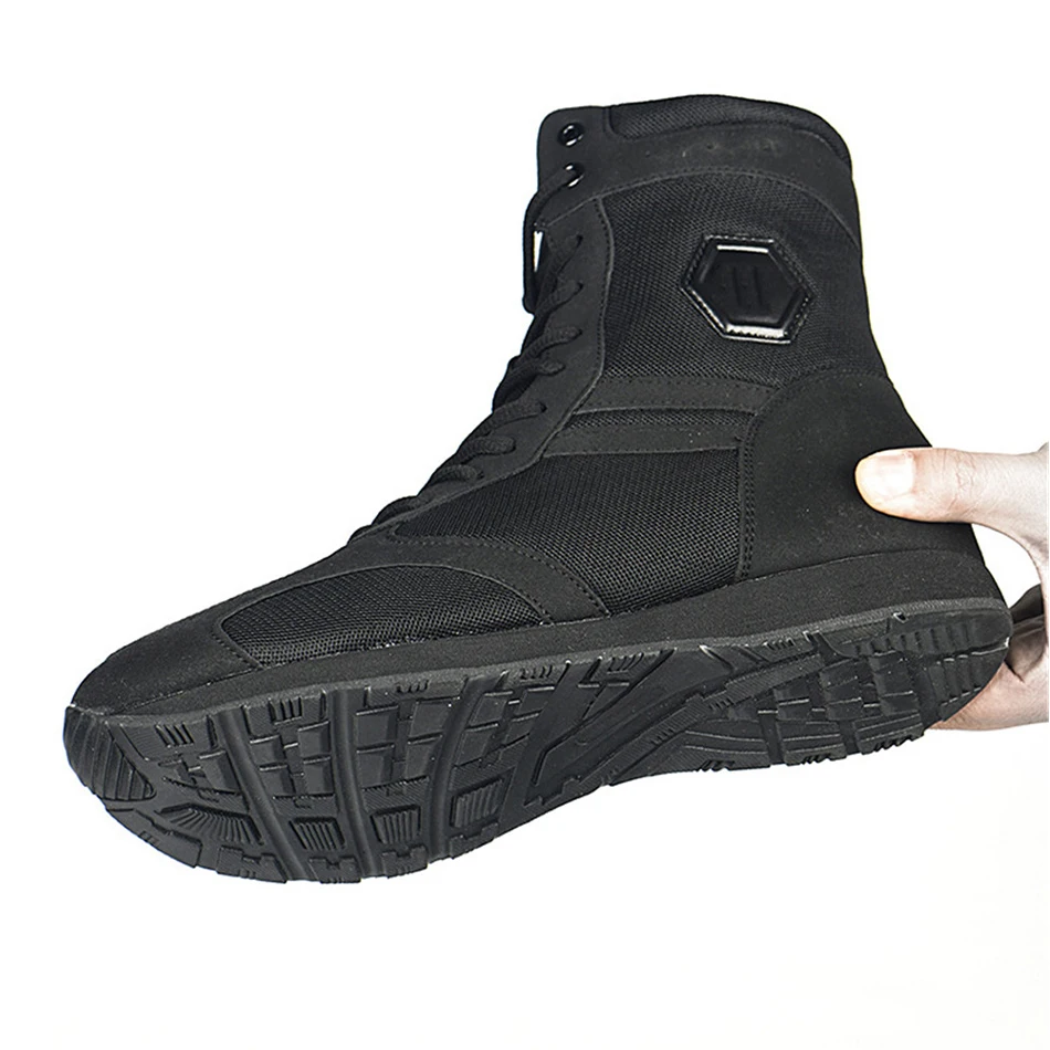 Уличные сверхлегкие военные тактические ботинки для пустыни с высоким верхом, легкие дышащие черные армейские ботинки, пригодные для носки походные ботинки Изображение 3