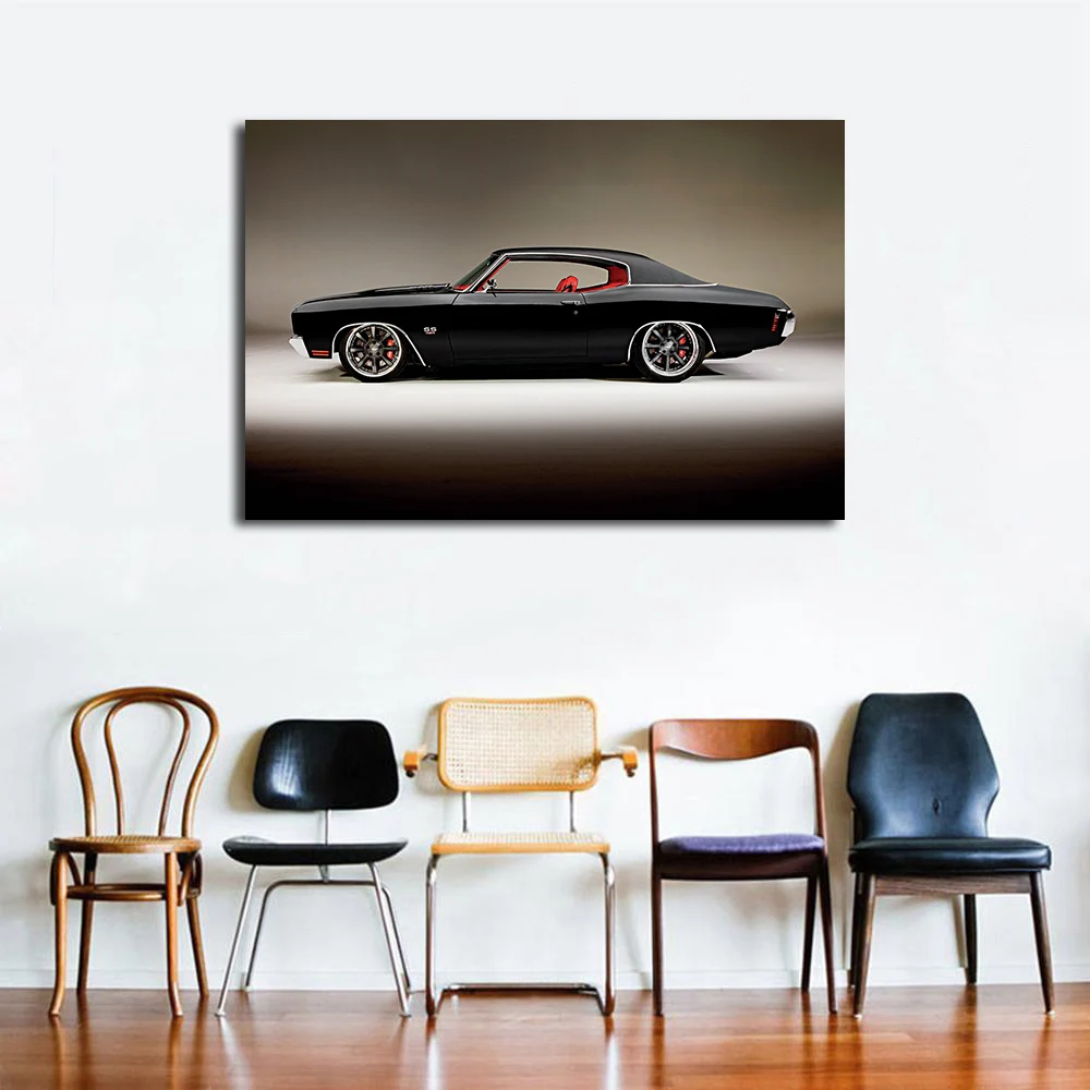 1970 Chevelle SS Muscle Car Плакат, холст, Ткань, Тканевая печать, Картина для домашнего декора, Настенное художественное изображение Изображение 1