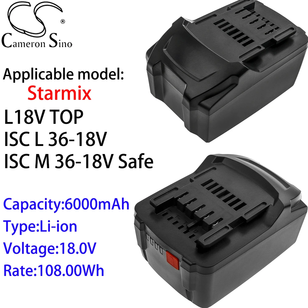Аккумулятор Cameron Sino Ithium 6000 мАч 18,0 В для Starmix, L18V TOP, ISC L 36-18 В, ISC M 36-18 В Безопасный Аккумулятор для электроинструмента Изображение 0