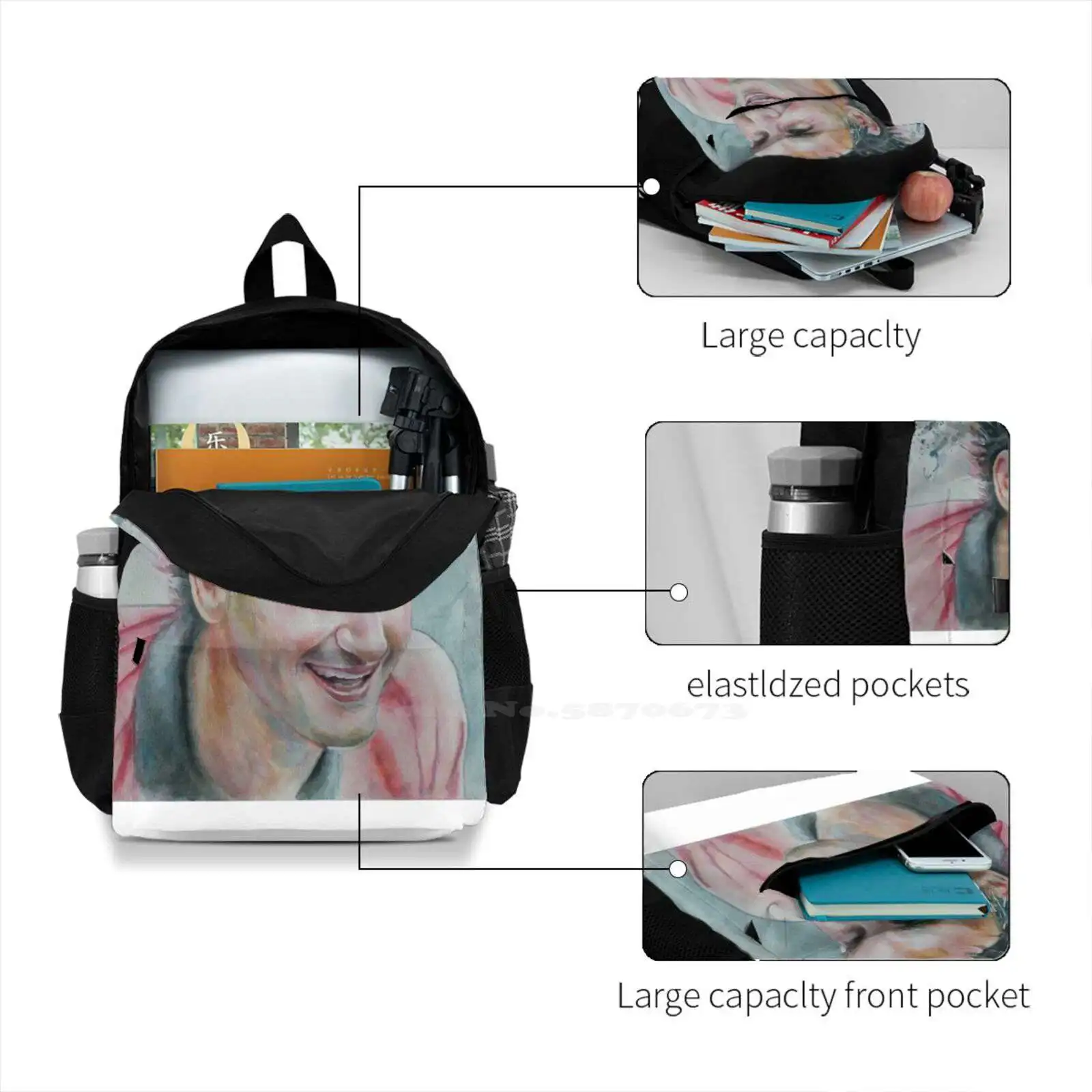 -3 Школьных сумки, рюкзак для ноутбука большой емкости 15 дюймов Изображение 3